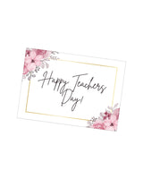Greeting card with 'Happy Teachers Day!' text and floral design on a white background