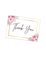 Card with 'Thank You' text and floral design on a white background