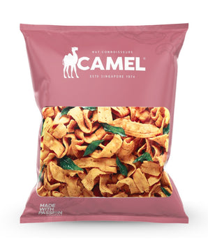 A 500g Bag of Popular Muruku Shevels from Camel Nut on a white background