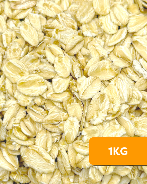 Close-up of Camel Nuts Organic Rolled Oats with a 1KG label