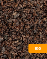 Close-up of Camel Nuts organic sweet cacao nibs with a '1KG' label