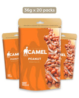 Packages of Camel Nut's Ikan Bilis Peanuts with an orange and white design.