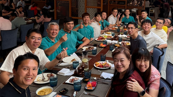 Camel Nuts team enjoying lunch. Amazing team work, celebrating all success. Singapore