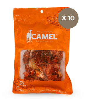 120gm Chilli tapioca ikan bilis snack pack by Camel Nuts on a white background