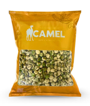 300g Pack of Camel Nut's Coated Green Peas on a white background