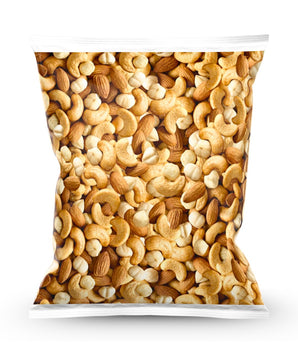 A bag of fancy mixed nuts from Camel Nuts on a white background