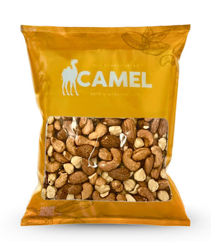 400g Pack of Fancy Mixed Nuts in a Camel branded orange bag on a white background