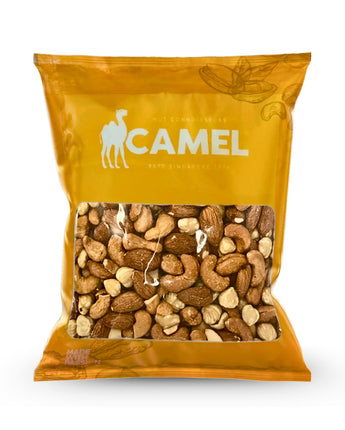 400g Pack of Fancy Mixed Nuts in a Camel branded orange bag on a white background