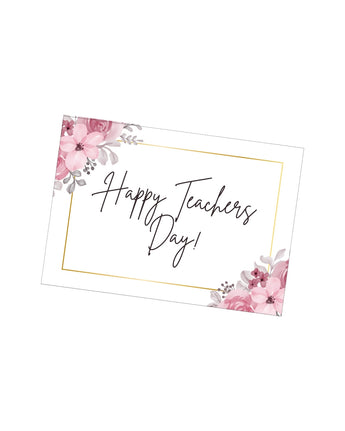 Greeting card with 'Happy Teachers Day!' text and floral design on a white background