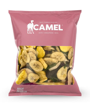 400gm pack of healthy fruits and vegetable chips by Camel Nuts on a white background