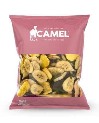 400gm pack of healthy fruits and vegetable chips by Camel Nuts on a white background