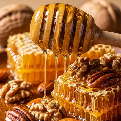 Camel Nuts Singapore honey coated nuts – Walnuts, pecans, and almonds drizzled with golden honeycomb.