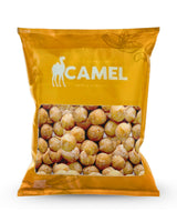 Bag of tasty 400g Camel Nuts Honey Macadamias on a white background
