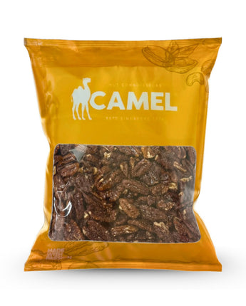 Tasty honey pecans from Camel Nuts in 400g packaging on a white background