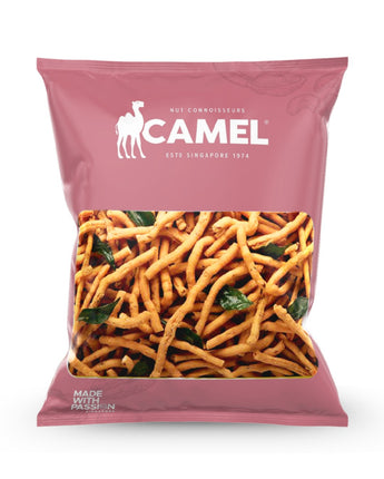 Camel Nuts brand of Muruku Strips in 500g package on a white background