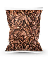 1kg bag of natural baked pecans from Camel Nuts on a white background