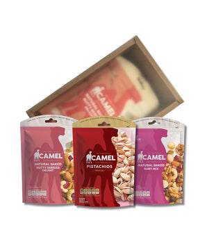 Camel Nuts Mother's day idea gift! Pistachios, Nut Berries and Ruby Mix in a gift box.