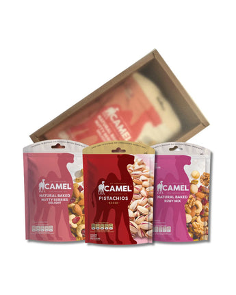 Camel Nuts Mother's day idea gift! Pistachios, Nut Berries and Ruby Mix in a gift box.