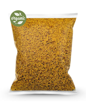 Bag of organic coconut flower sugar  with an 'organic' label on a white background
