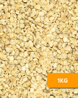 Close-up of Camel Nuts Organic Raw Cashews in small pieces with 1KG label