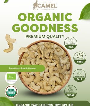 Organic Goodness. Premium quality Camel Nuts Organic Raw Cashews OWS Splits.
