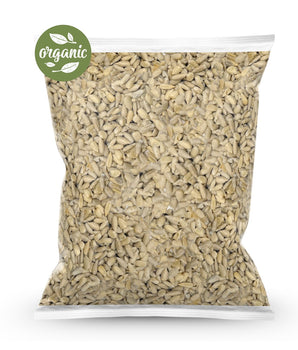 1kg Bag of organic raw sunflower seeds with an 'organic' label on a white background