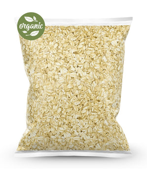 Camel Nuts 1kg Bag of organic rolled oats with an organic label on a white background