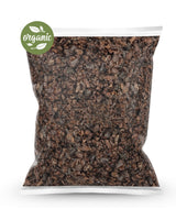 1kg Bag of organic sweet cacao nibs with an organic label on a white background