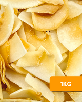 Close-up of Camel nuts organic toated coconut chips with a 1KG