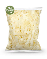 1kg Bag of Camel Nuts Organic Toasted Coconut Flakes with an 'organic' label on a white background