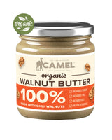 Jar of Camel Organic Walnut Butter with a visible 'organic' label on a white background