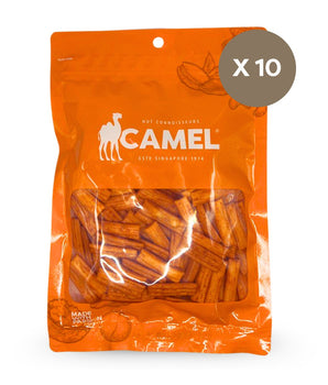 150gm pack of traditional favourite prawn sauce crackers snack by Camel Nuts on a white background