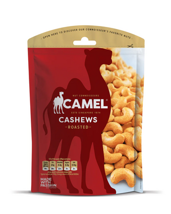 A package of 135g Camel Nuts roasted cashews.