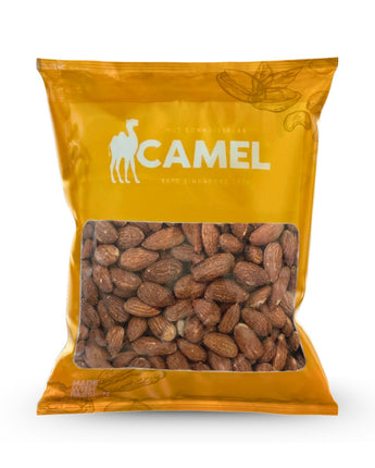 400g pack of smoked almonds from Camel Nuts on a white background