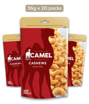 Camel Cashews 36g packaging offered in bundle of 20 packs on a white background