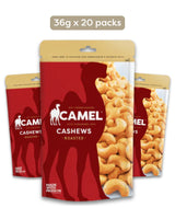 Camel Cashews 36g packaging offered in bundle of 20 packs on a white background